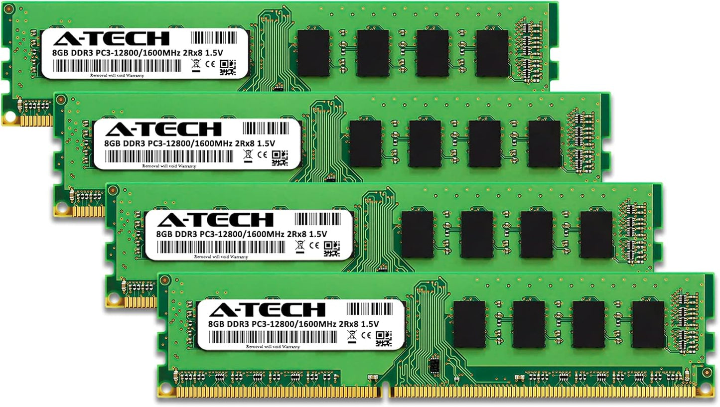 32GB (4X8Gb) DDR3 1600Mhz PC3-12800 CL11 DIMM 2Rx8 1.5V 240-Pin Non-Ecc UDIMM Desktop RAM Memory Modules
