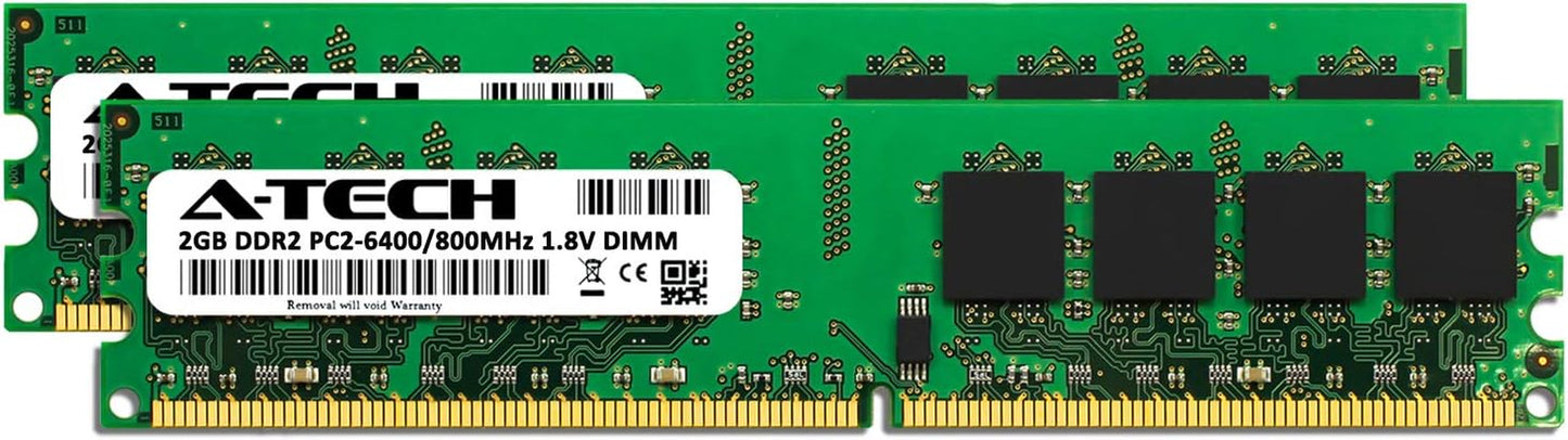 4GB (2X2Gb) DDR2 800Mhz UDIMM PC2-6400 CL6 1.8V DIMM Non-Ecc Unbuffered Desktop RAM Memory Modules