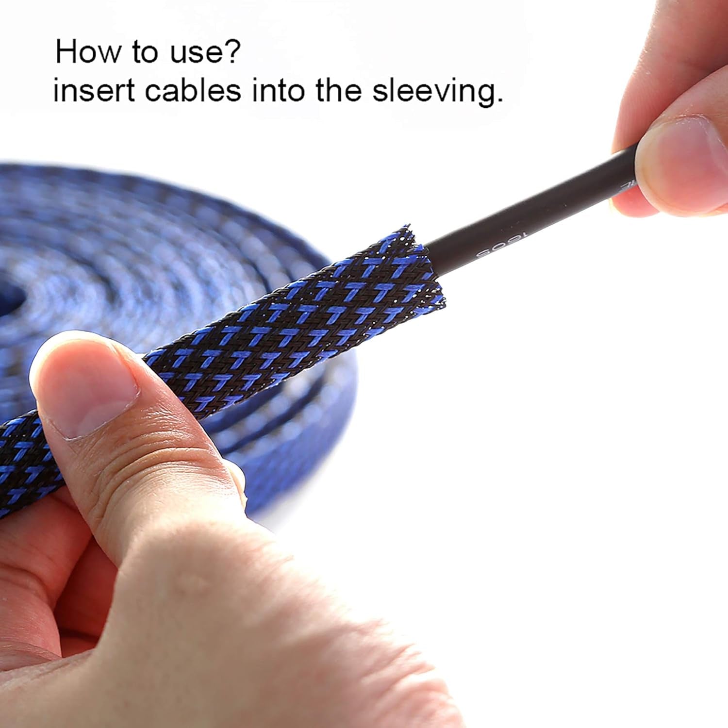 25Ft - 1/2 Inch PET Expandable Braided Sleeving – Blackblue –  Braided Cable Sleeve