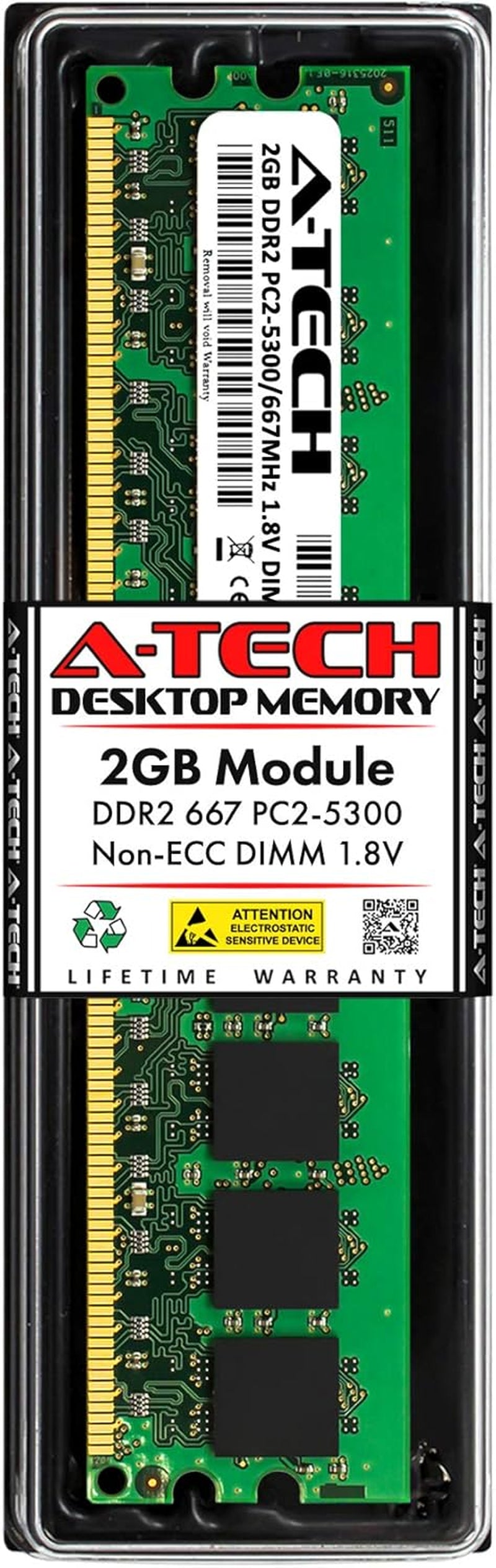 2GB DDR2 667Mhz UDIMM PC2-5300 CL5 1.8V DIMM Non-Ecc Unbuffered Desktop RAM Memory Module
