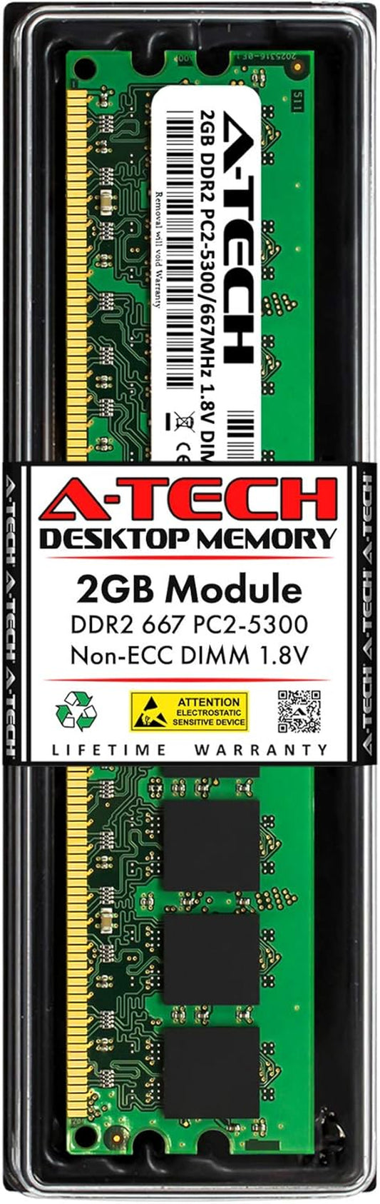 2GB DDR2 667Mhz UDIMM PC2-5300 CL5 1.8V DIMM Non-Ecc Unbuffered Desktop RAM Memory Module