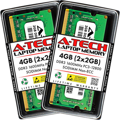 4GB (2X2Gb) DDR3 1600Mhz PC3-12800 CL11 SODIMM 204-Pin Non-Ecc SO-DIMM Laptop, Notebook RAM Memory Modules