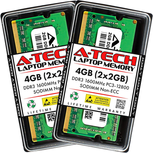 4GB (2X2Gb) DDR3 1600Mhz PC3-12800 CL11 SODIMM 204-Pin Non-Ecc SO-DIMM Laptop, Notebook RAM Memory Modules