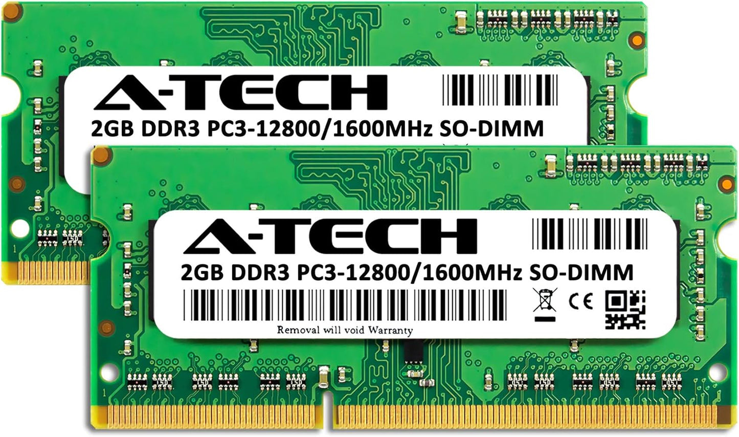 4GB (2X2Gb) DDR3 1600Mhz PC3-12800 CL11 SODIMM 204-Pin Non-Ecc SO-DIMM Laptop, Notebook RAM Memory Modules