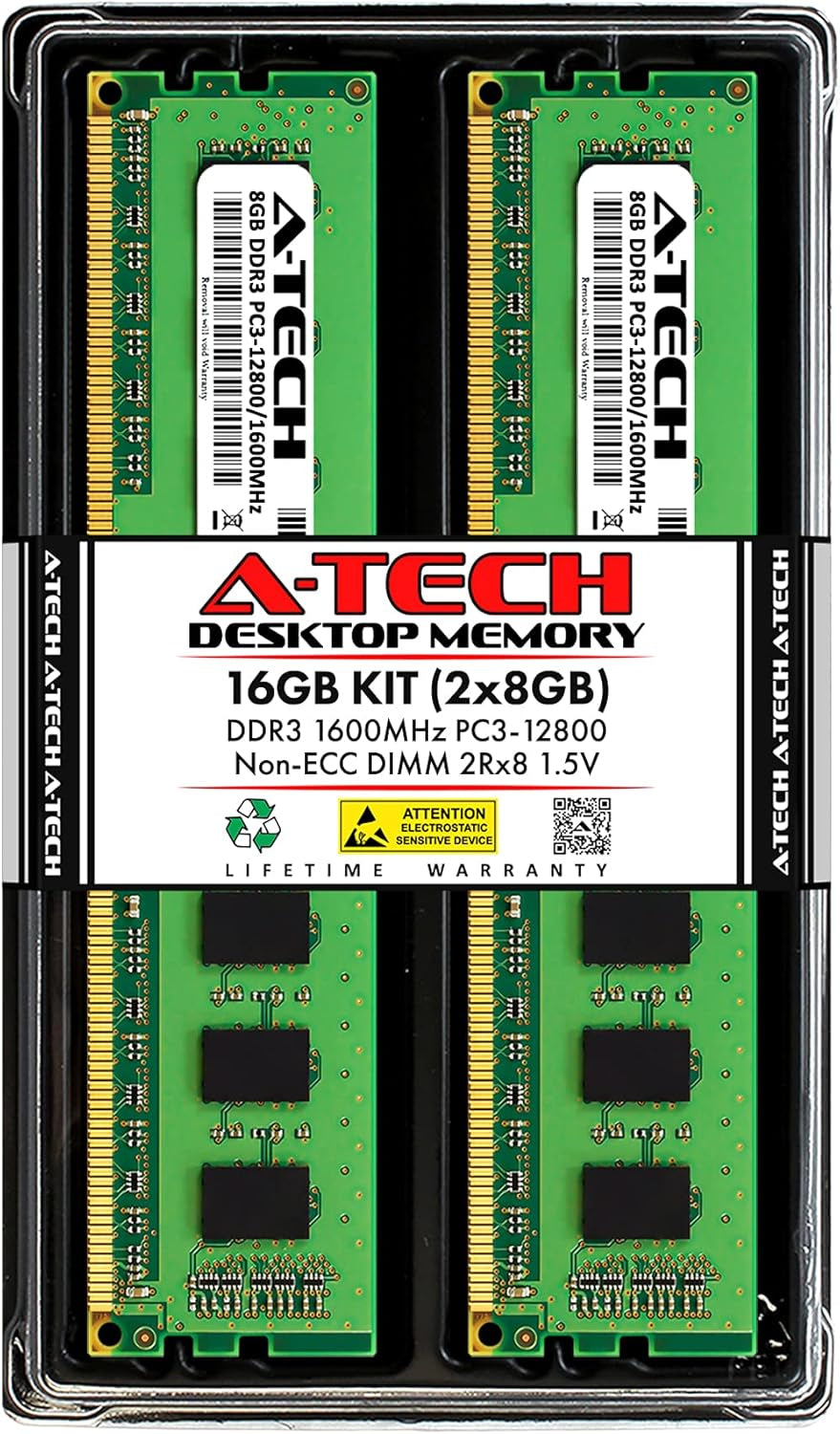 16GB (2X8Gb) DDR3 1600Mhz PC3-12800 CL11 DIMM 2Rx8 1.5V 240-Pin Non-Ecc UDIMM Desktop RAM Memory Modules
