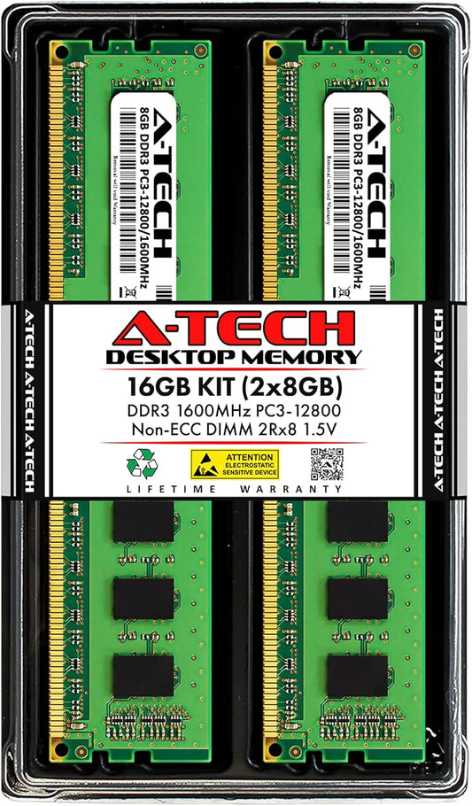 16GB (2X8Gb) DDR3 1600Mhz PC3-12800 CL11 DIMM 2Rx8 1.5V 240-Pin Non-Ecc UDIMM Desktop RAM Memory Modules