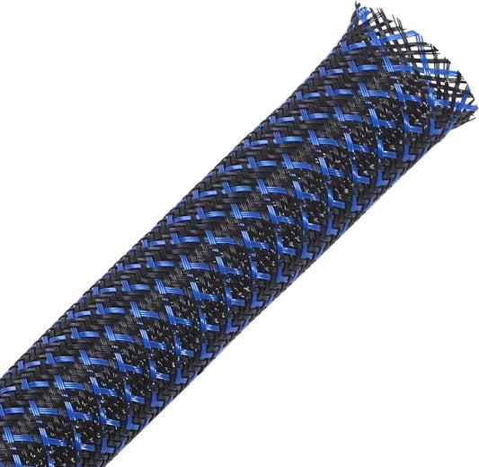 25Ft - 1/2 Inch PET Expandable Braided Sleeving – Blackblue –  Braided Cable Sleeve