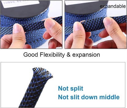 25Ft - 1/2 Inch PET Expandable Braided Sleeving – Blackblue –  Braided Cable Sleeve