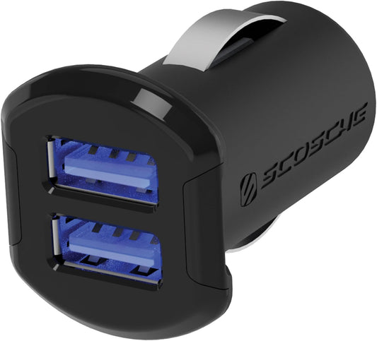 USBC242M Revolt Universal Cigarette Lighter Multi Device Compact Dual Port USB Car Charger, Fast Charge Two Devices Simultaneously, Black