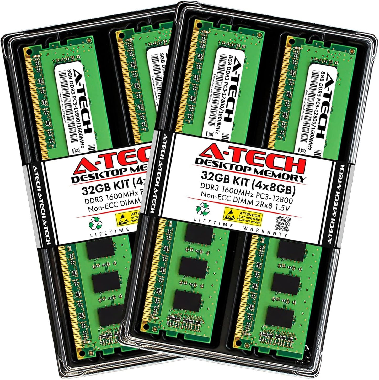 32GB (4X8Gb) DDR3 1600Mhz PC3-12800 CL11 DIMM 2Rx8 1.5V 240-Pin Non-Ecc UDIMM Desktop RAM Memory Modules
